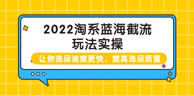 2022淘系蓝海截流玩法实操：让你选品速度更快，提高选品质量（价值599）