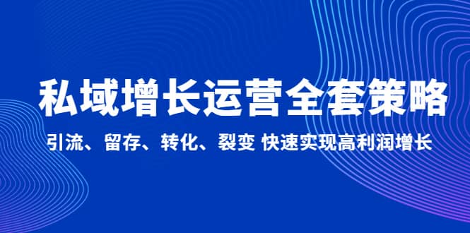 私域增长运营全套策略：引流、留存、转化、裂变 快速实现高利润增长