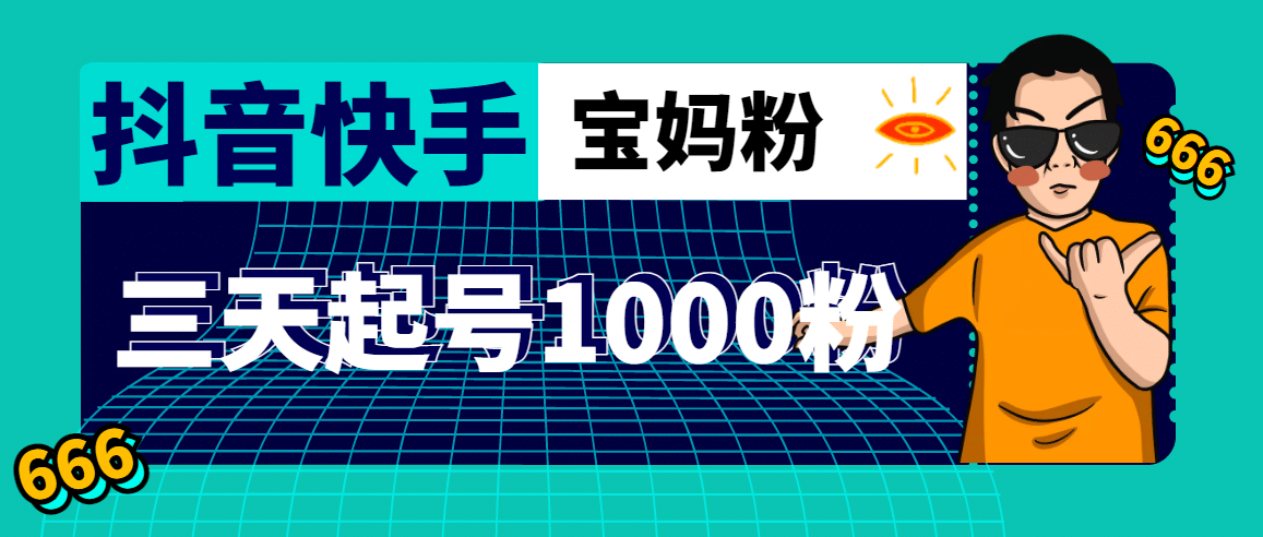 抖音快手三天起号涨粉1000宝妈粉丝的核心方法【详细玩法教程】插图