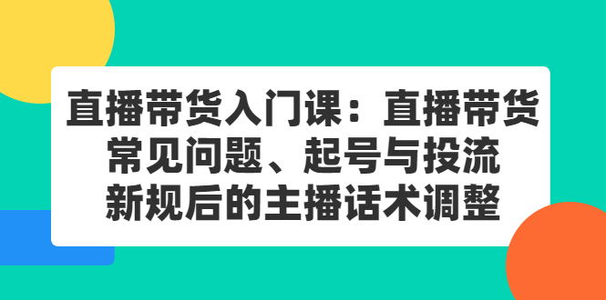 直播带货入门课：直播带货常见问题、起号与投流、新规后的主播话术调整插图