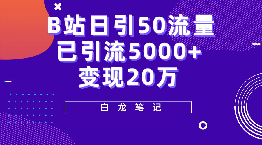 B站日引50 流量，实战已引流5000 变现20万，超级实操课程