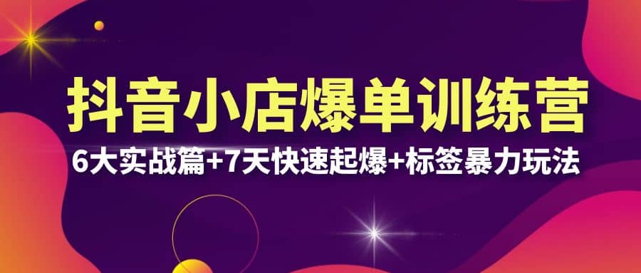 抖音小店爆单训练营VIP线下课：6大实战篇 7天快速起爆 标签暴力玩法(32节)