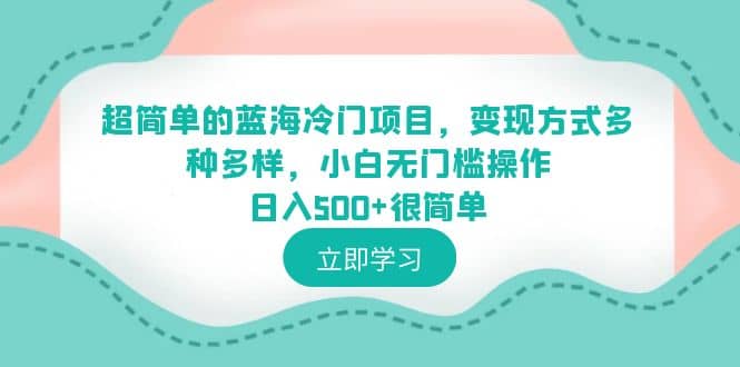 超简单的蓝海冷门项目，变现方式多种多样，小白无门槛操作日入500 很简单