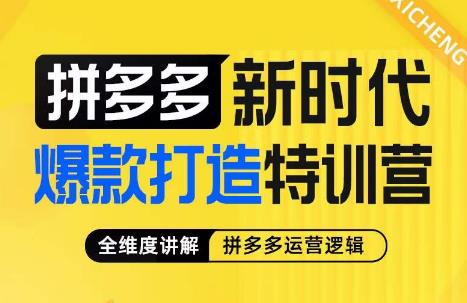 玺承·拼多多新时代爆款打造特训营，全维度讲解拼多多运营逻辑