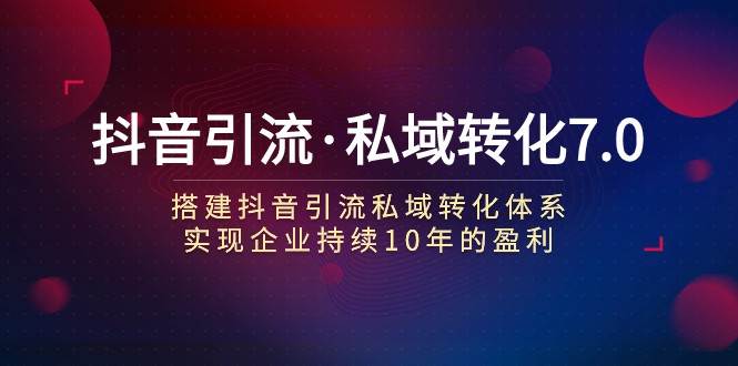 抖音引流·私域转化7.0：搭建抖音引流·私域转化体系 实现企业持续10年盈利