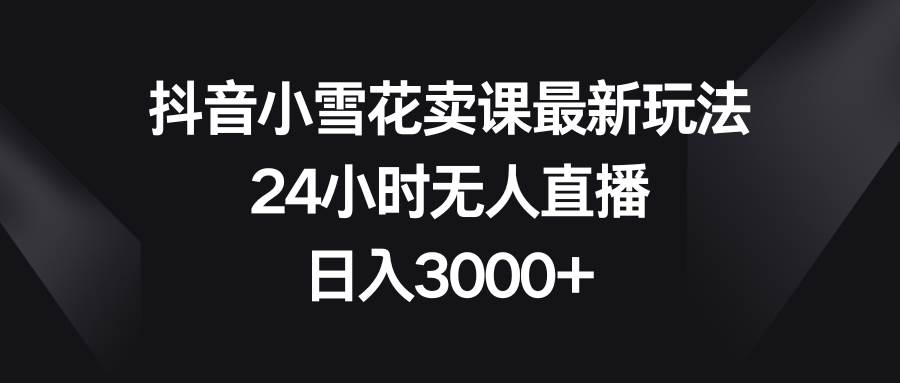 （8322期）抖音小雪花卖课最新玩法，24小时无人直播，日入3000