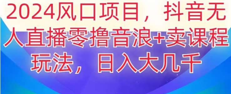 2024风口项目，抖音无人主播撸音浪 卖课程玩法，日入大几千【揭秘】