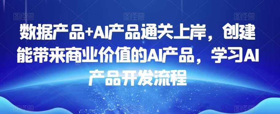 数据产品 AI产品通关上岸，创建能带来商业价值的AI产品，学习AI产品开发流程