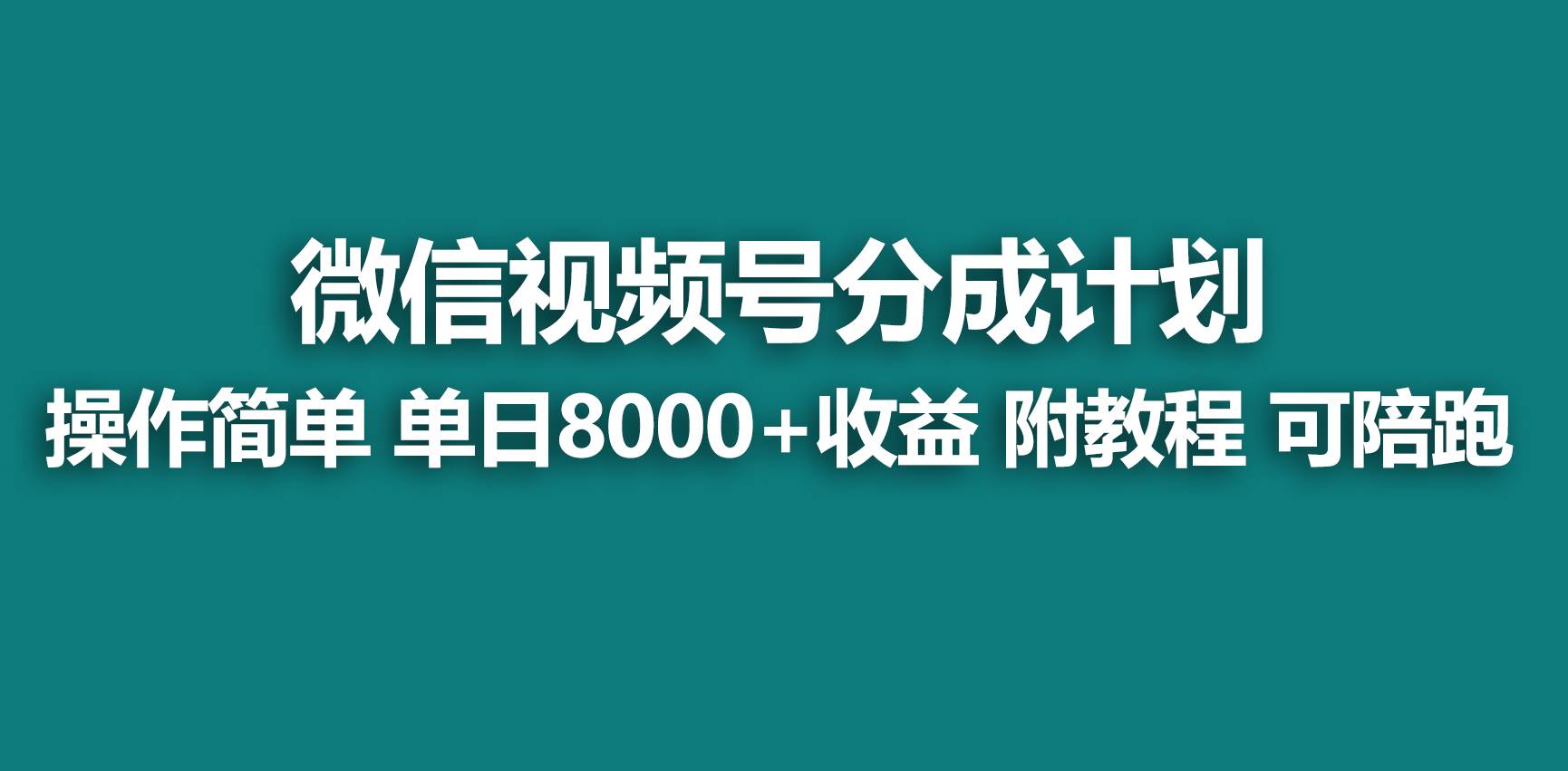 （9087期）【蓝海项目】视频号分成计划，快速开通收益，单天爆单8000+，送玩法教程