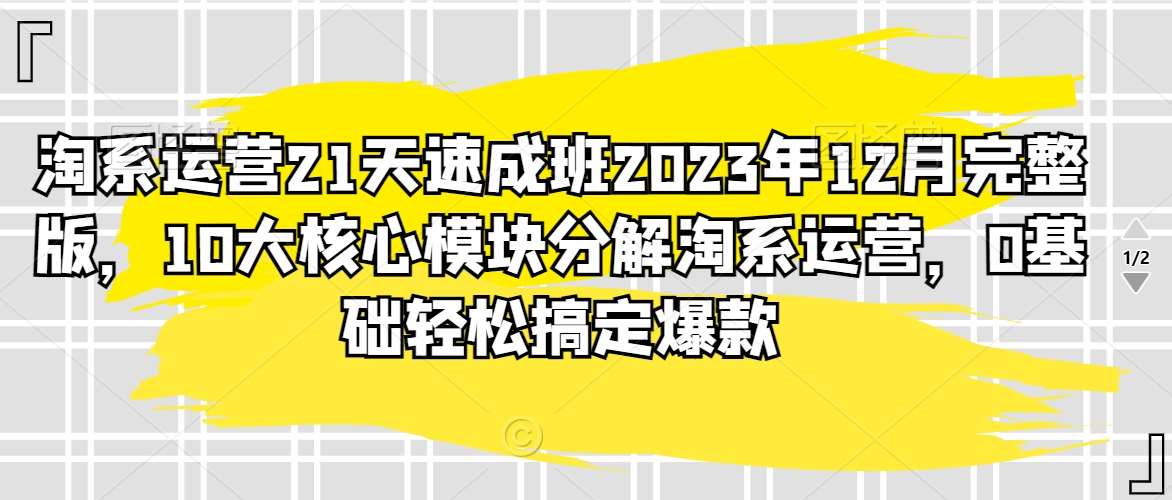 淘系运营21天速成班2023年12月完整版，10大核心模块分解淘系运营，0基础轻松搞定爆款