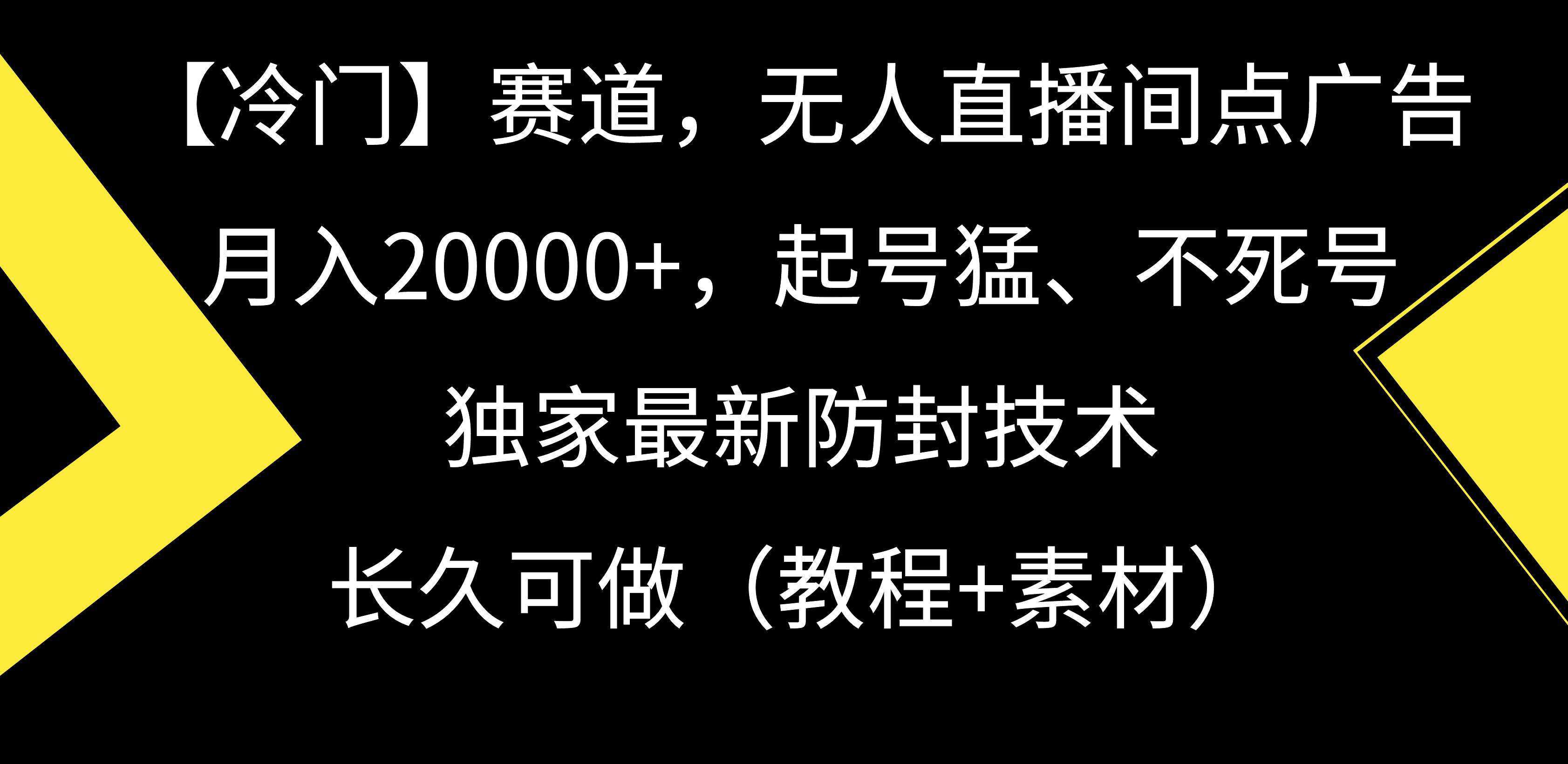 （9101期）【冷门】赛道，无人直播间点广告，月入20000+，起号猛、不死号，独家最…