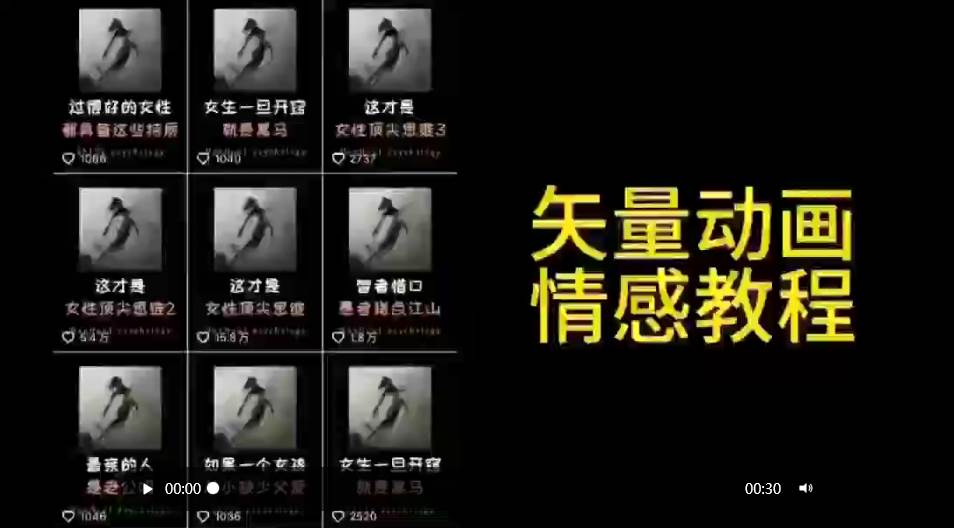 （9334期）矢量动画情感教程：高点赞涨粉，适合情感、思维、创业教育等赛道