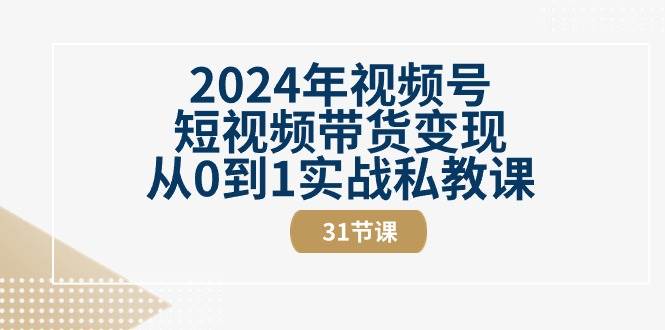 （10931期）2024年视频号短视频带货变现从0到1实战私教课（31节视频课）