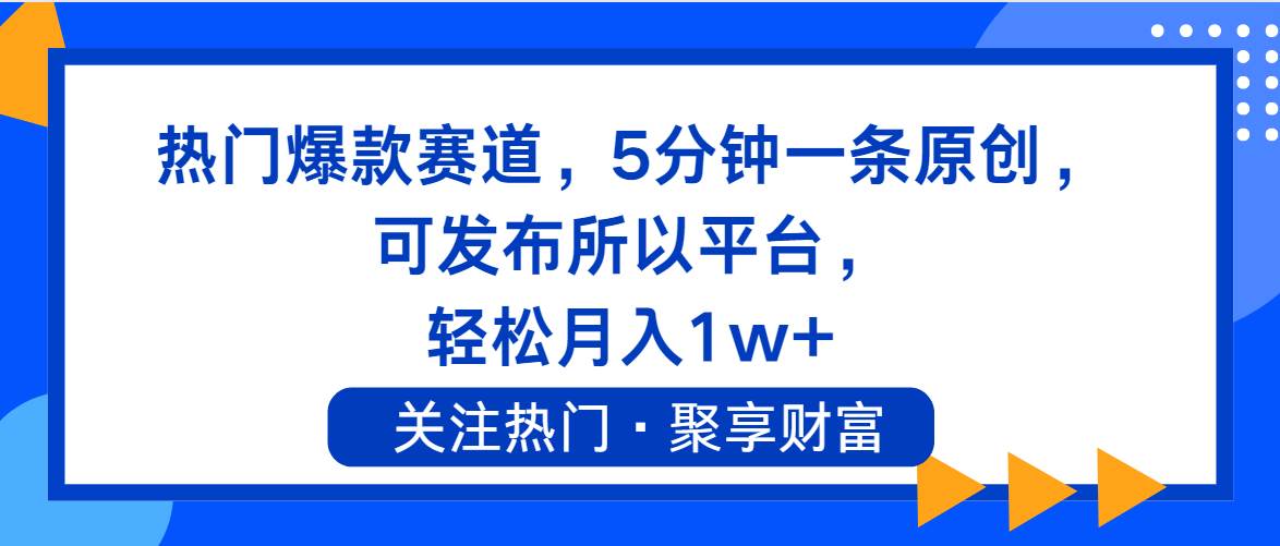 （11810期）热门爆款赛道，5分钟一条原创，可发布所以平台， 轻松月入1w+插图