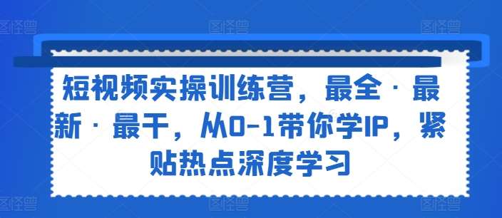 短视频实操训练营，最全·最新·最干，从0-1带你学IP，紧贴热点深度学习插图