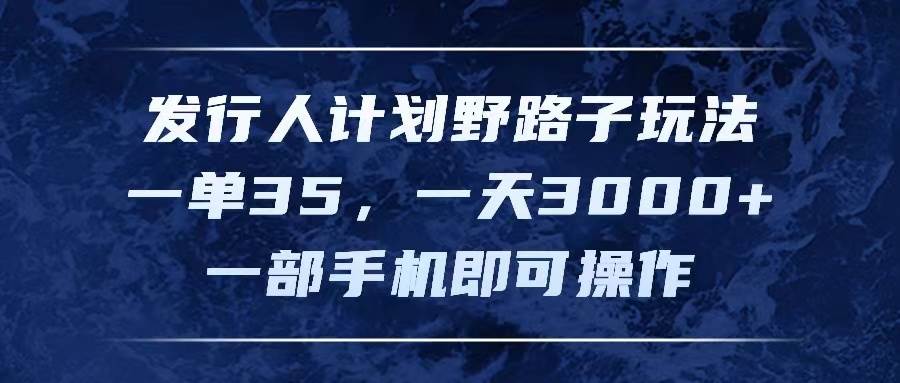 （11750期）发行人计划野路子玩法，一单35，一天3000+，一部手机即可操作