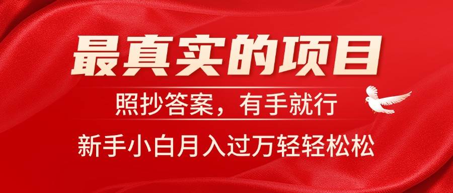 （11362期）最真实的项目，照抄答案，有手就行，新手小白月入过万轻轻松松