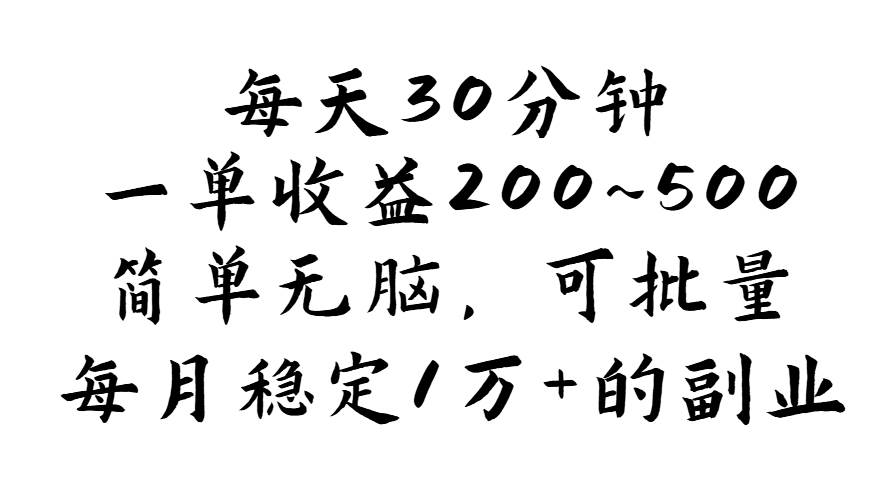 （11764期）每天30分钟，一单收益200~500，简单无脑，可批量放大，每月稳定1万+的…插图