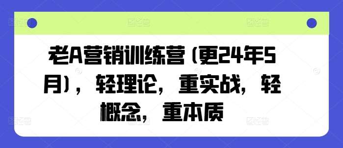 老A营销训练营(更24年7月)，轻理论，重实战，轻概念，重本质插图