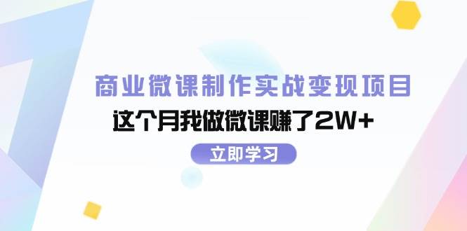 （11959期）商业微课制作实战变现项目，这个月我做微课赚了2W+