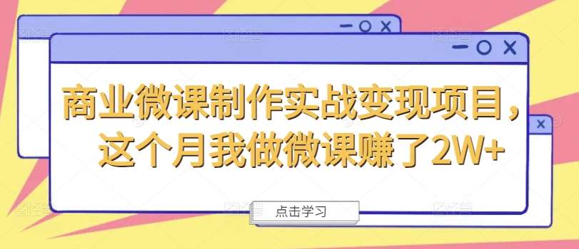 商业微课制作实战变现项目，这个月我做微课赚了2W+插图