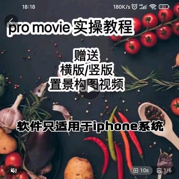 漆十二美食摄影，25​节promovie实操高手课节