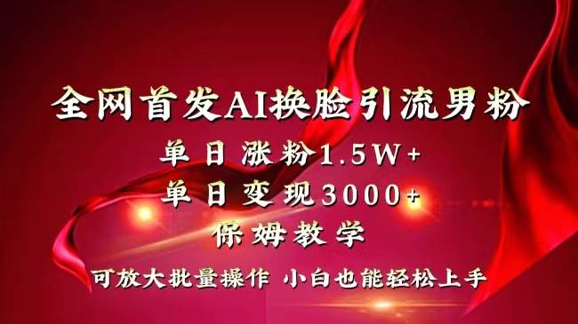 （8507期）全网独创首发AI换脸引流男粉单日涨粉1.5W+变现3000+小白也能上手快速拿结果